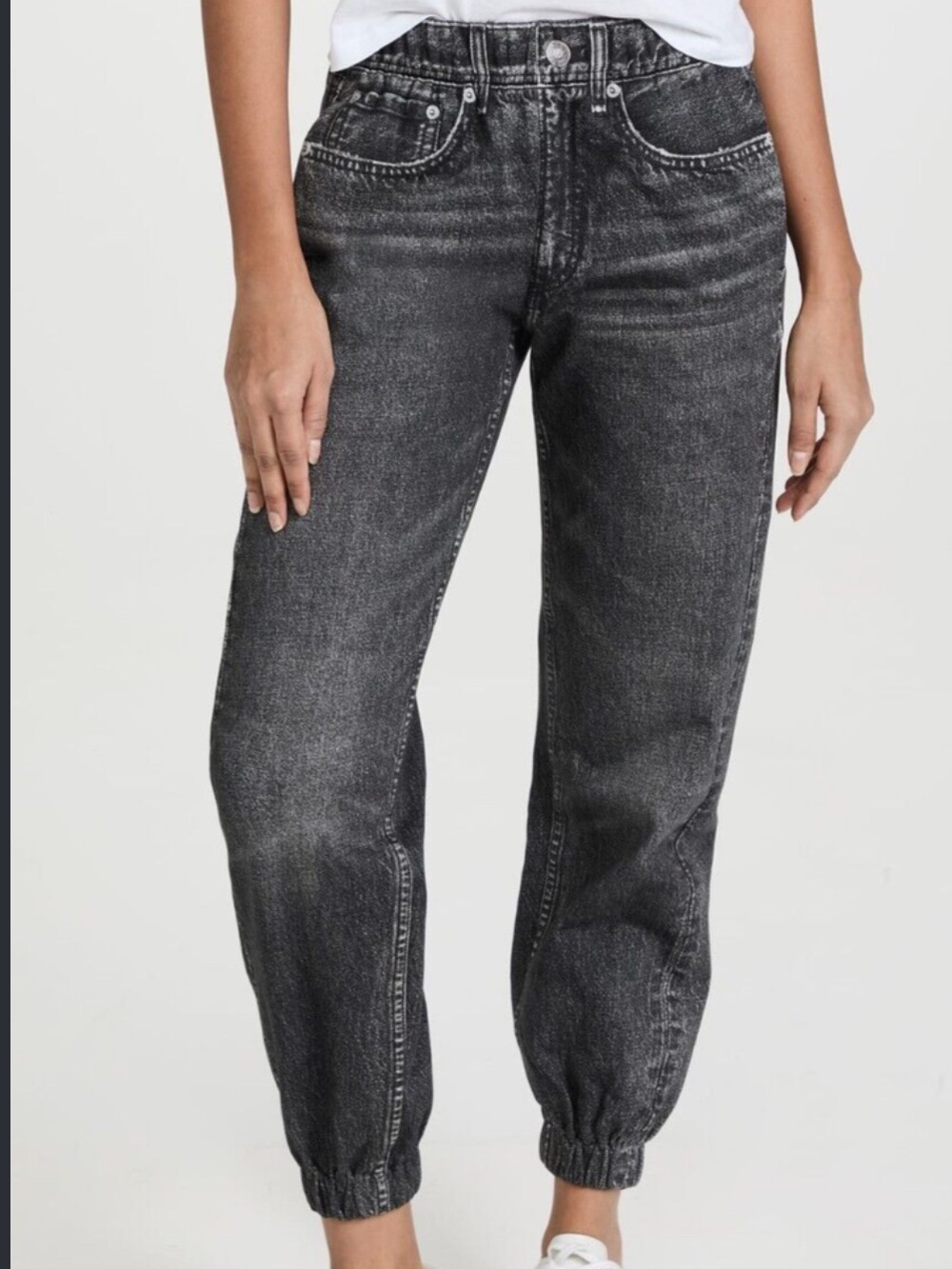 Rag & Bone Miramar Joggers Denim Print High Rise Terry Sweatpants Acid Wash